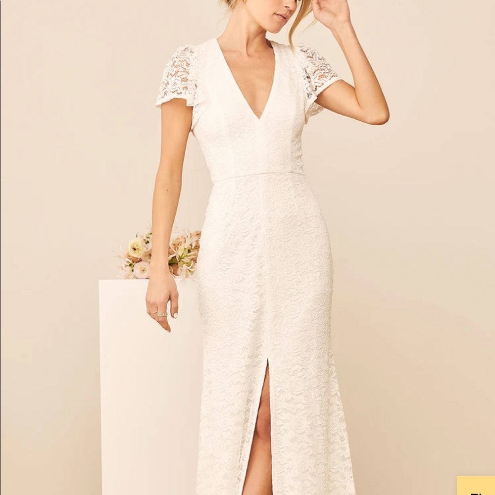Lulus: Your Hand in Mine White Lace Flutter Sleeve